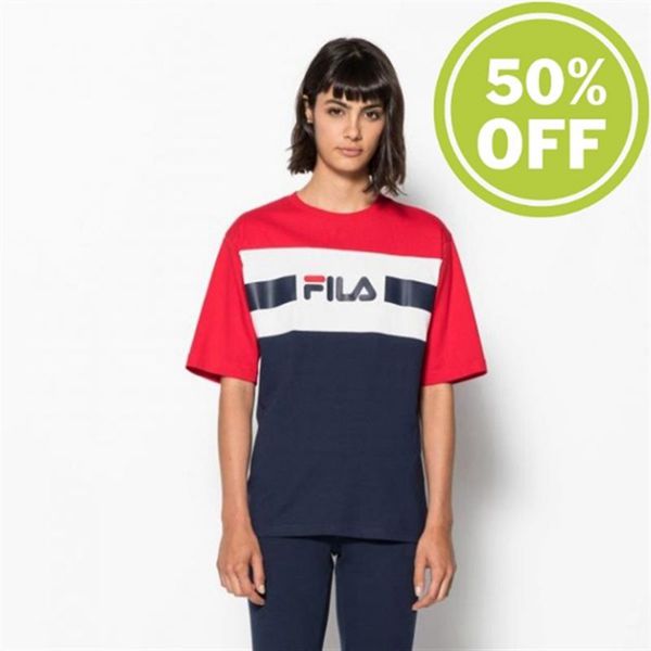 Camisetas Fila Mulher Vermelhas/Pretas/Branco - Fila Shannon With Crew Neck True Portugal Online,AWO